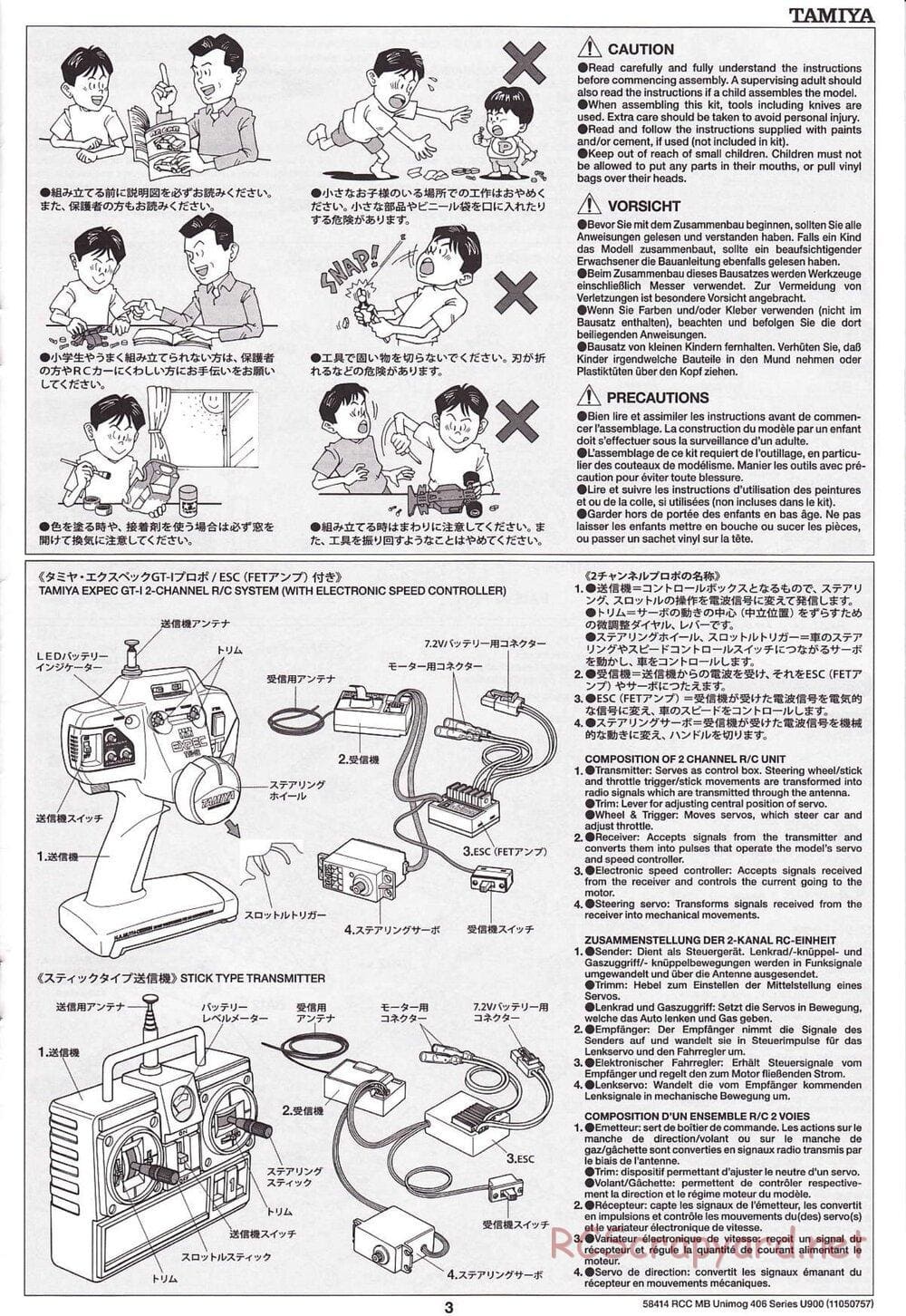 Tamiya - Mercedes-Benz Unimog 406 Series U900 - CR-01 Chassis - Manual - Page 3