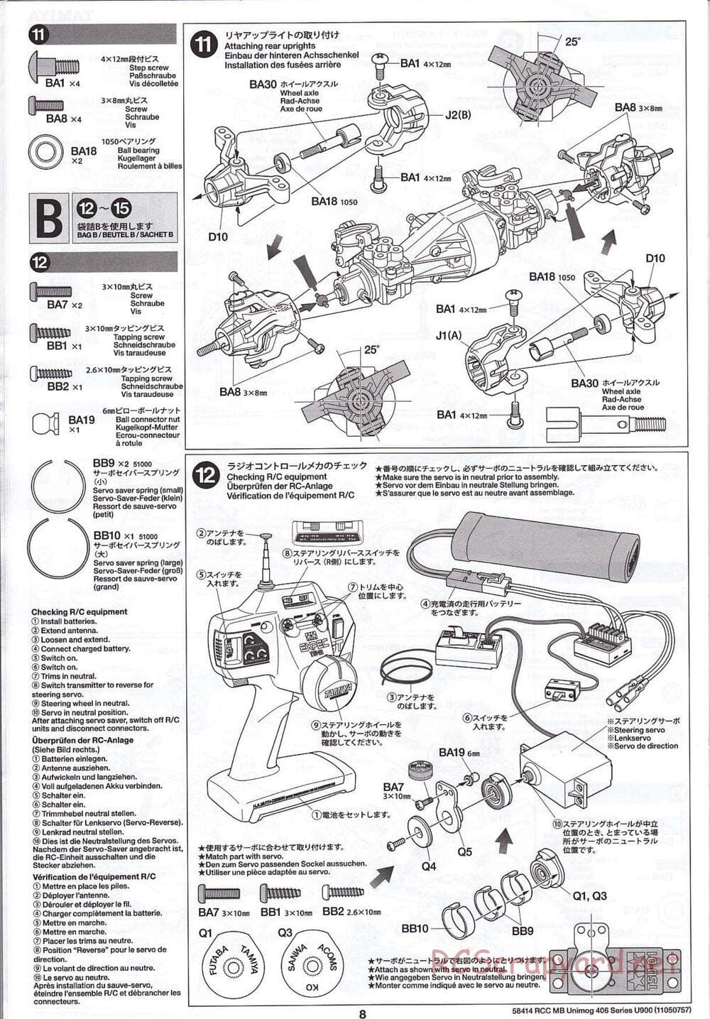 Tamiya - Mercedes-Benz Unimog 406 Series U900 - CR-01 Chassis - Manual - Page 8