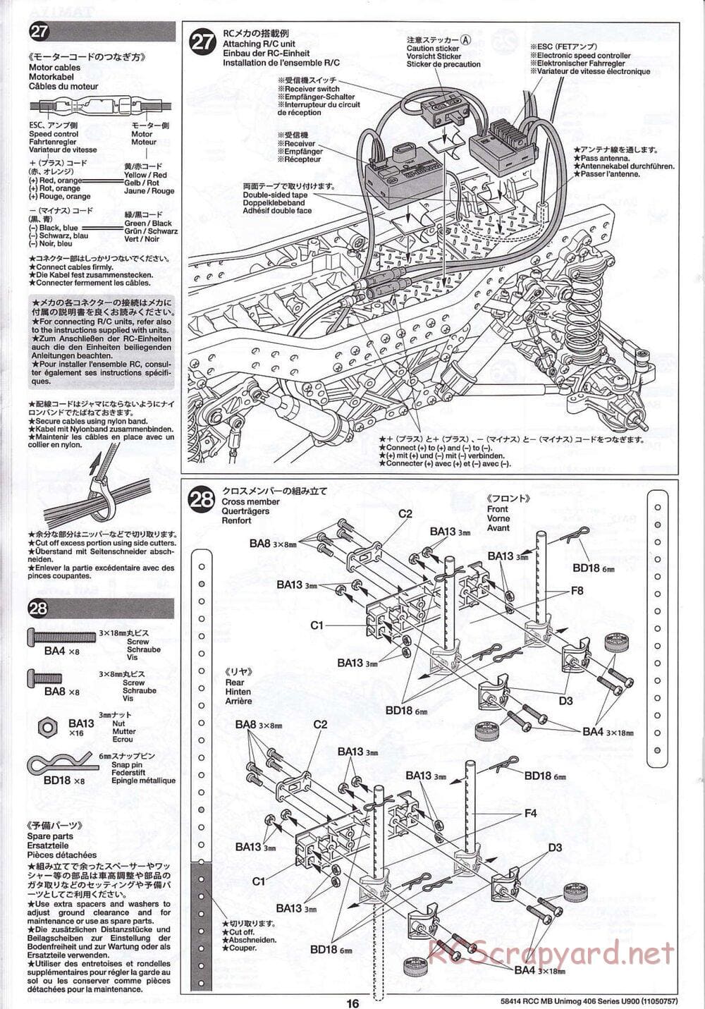 Tamiya - Mercedes-Benz Unimog 406 Series U900 - CR-01 Chassis - Manual - Page 16