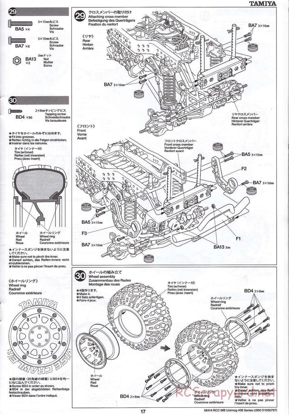 Tamiya - Mercedes-Benz Unimog 406 Series U900 - CR-01 Chassis - Manual - Page 17