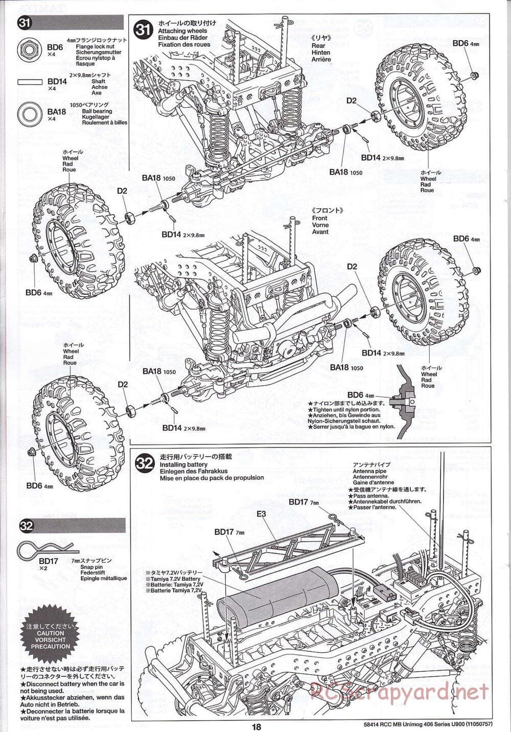 Tamiya - Mercedes-Benz Unimog 406 Series U900 - CR-01 Chassis - Manual - Page 18