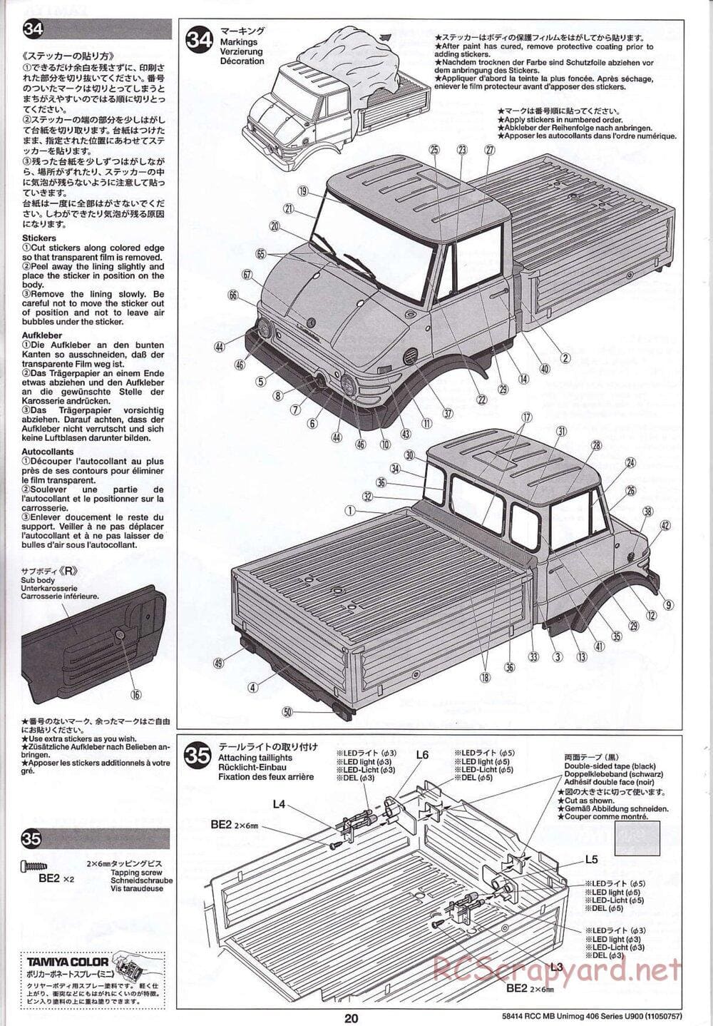 Tamiya - Mercedes-Benz Unimog 406 Series U900 - CR-01 Chassis - Manual - Page 20