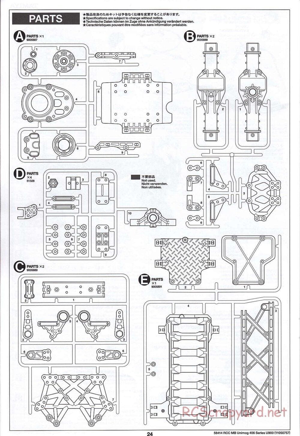 Tamiya - Mercedes-Benz Unimog 406 Series U900 - CR-01 Chassis - Manual - Page 24