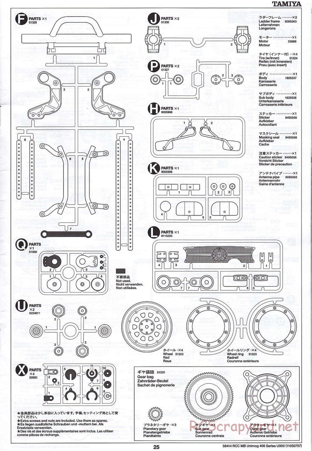 Tamiya - Mercedes-Benz Unimog 406 Series U900 - CR-01 Chassis - Manual - Page 25