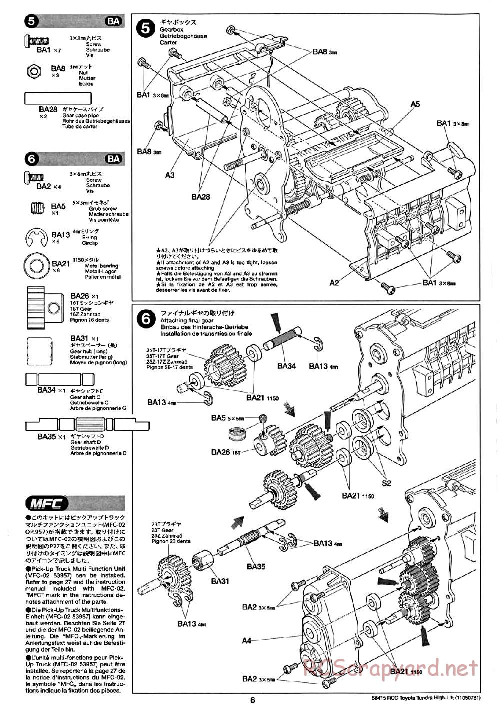 Tamiya - Toyota Tundra High-Lift Chassis - Manual - Page 6