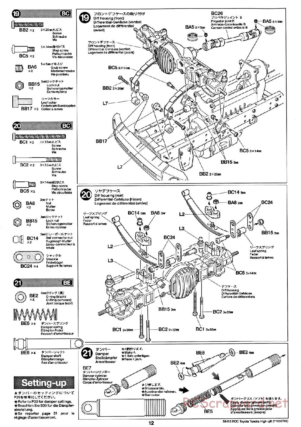 Tamiya - Toyota Tundra High-Lift Chassis - Manual - Page 12