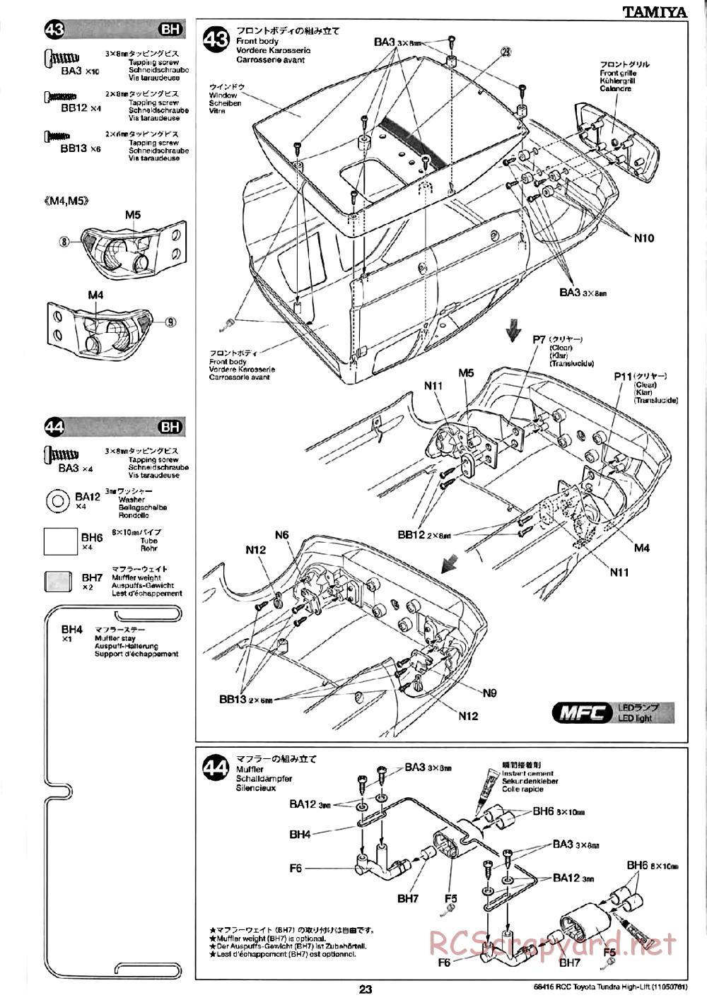 Tamiya - Toyota Tundra High-Lift Chassis - Manual - Page 23