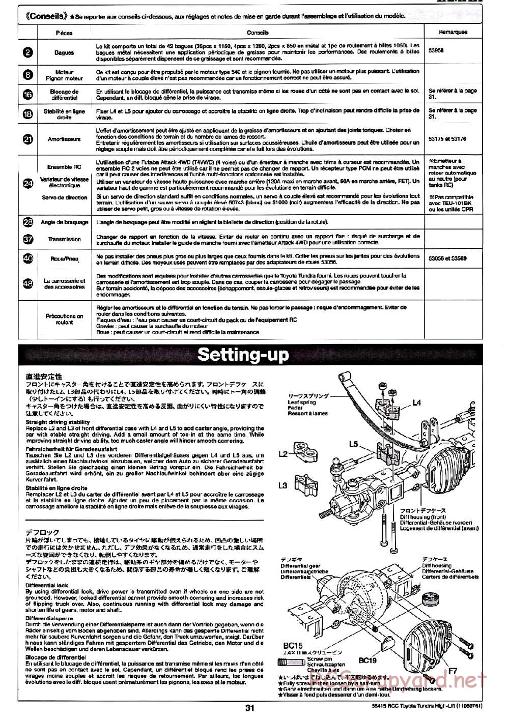 Tamiya - Toyota Tundra High-Lift Chassis - Manual - Page 31