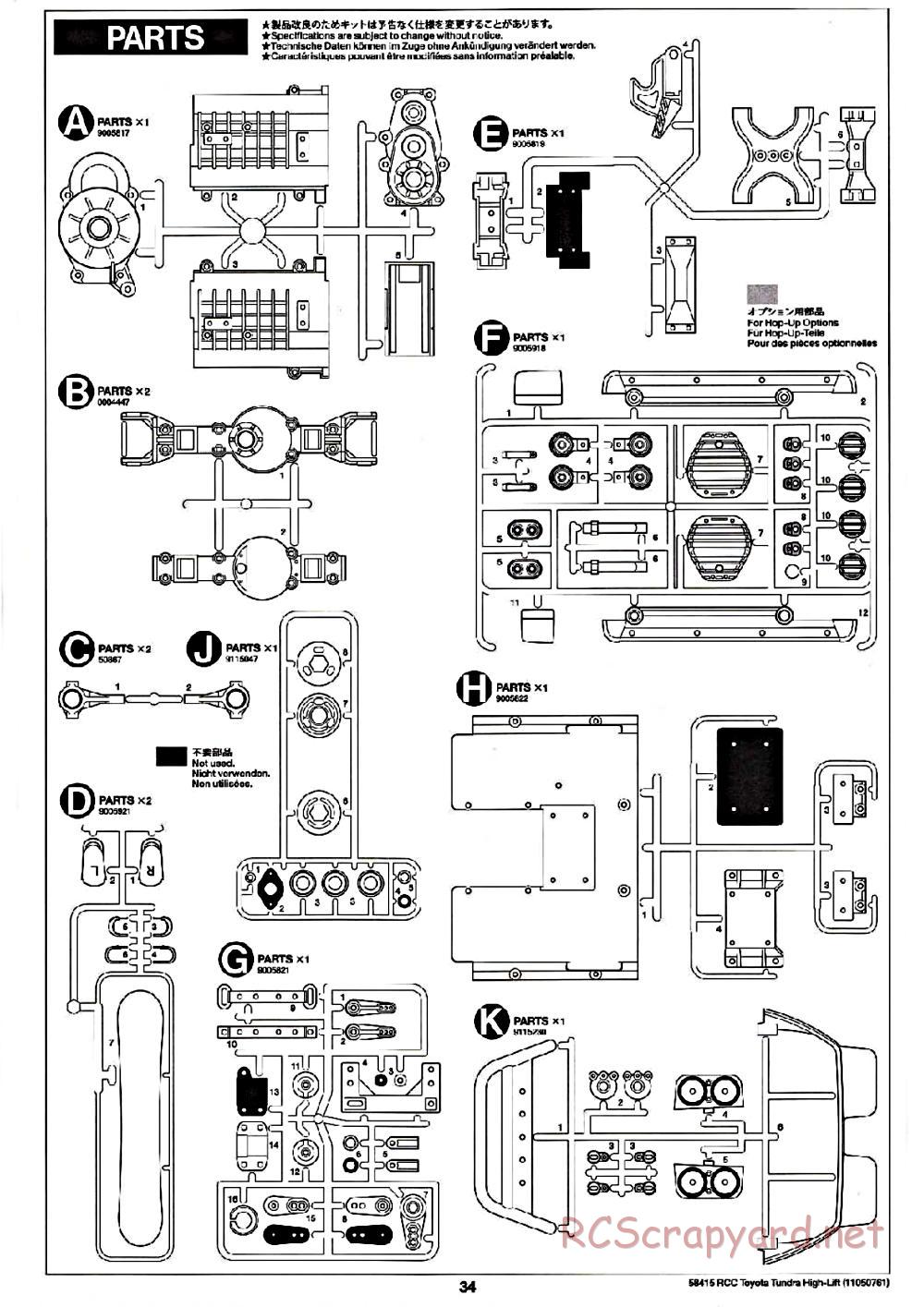 Tamiya - Toyota Tundra High-Lift Chassis - Manual - Page 34