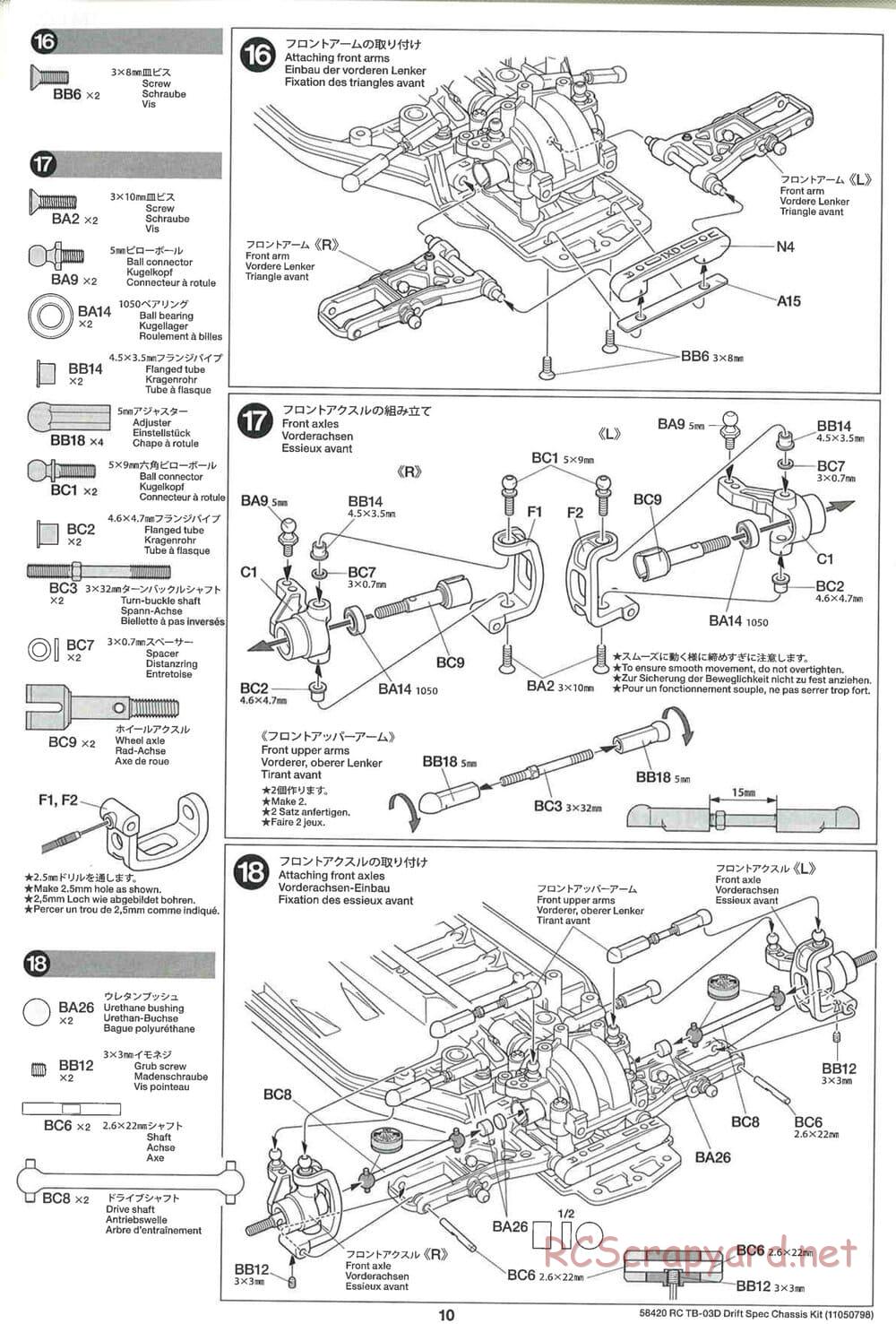 Tamiya - TB-03D HP Drift Spec Chassis - Manual - Page 10