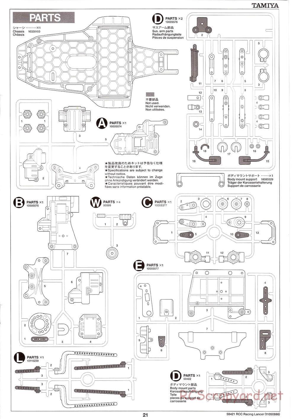 Tamiya - Mitsubishi Racing Lancer - DF-01 Chassis - Manual - Page 21