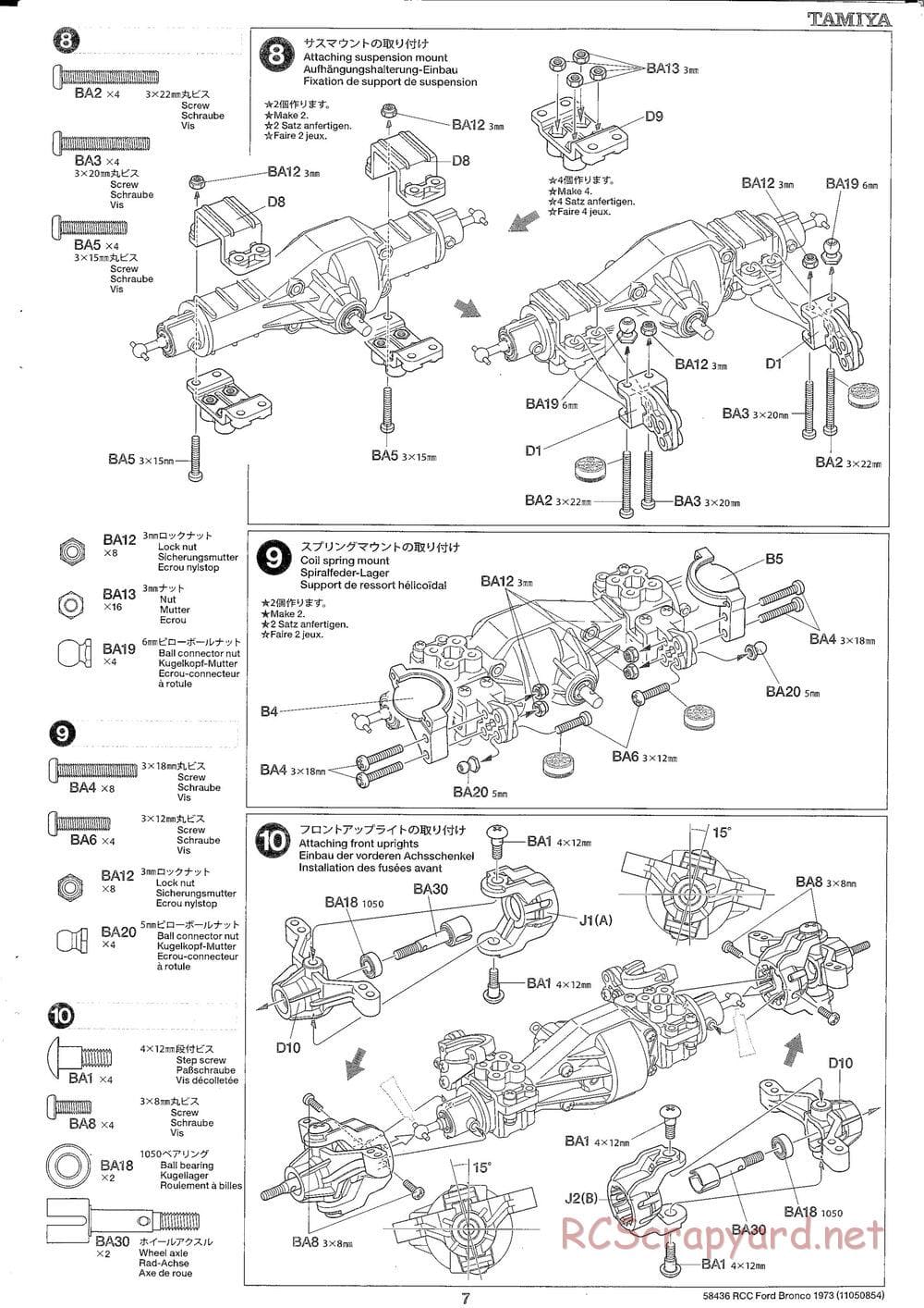 Tamiya - Ford Bronco 1973 - CR-01 Chassis - Manual - Page 7