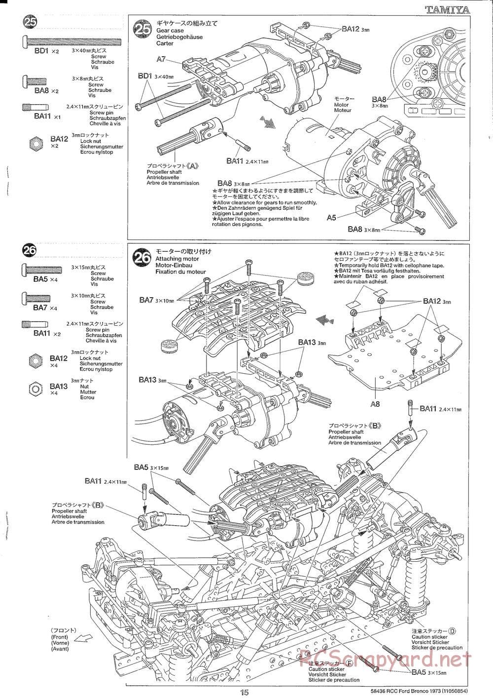 Tamiya - Ford Bronco 1973 - CR-01 Chassis - Manual - Page 15