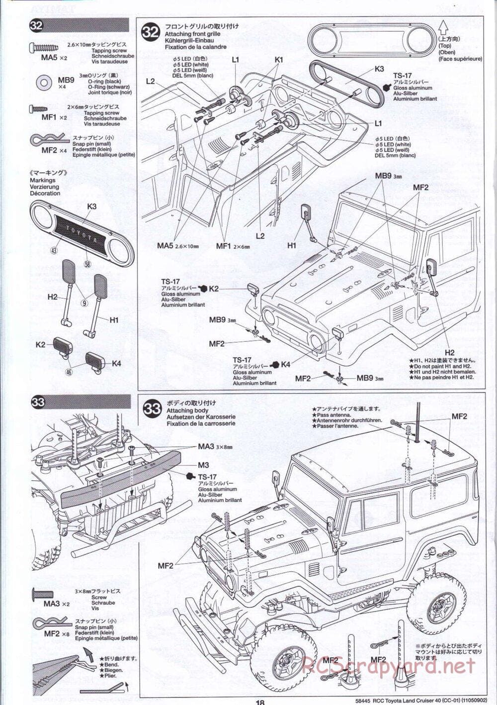 Tamiya - Toyota Land Cruiser 40 - CC-01 Chassis - Manual - Page 18