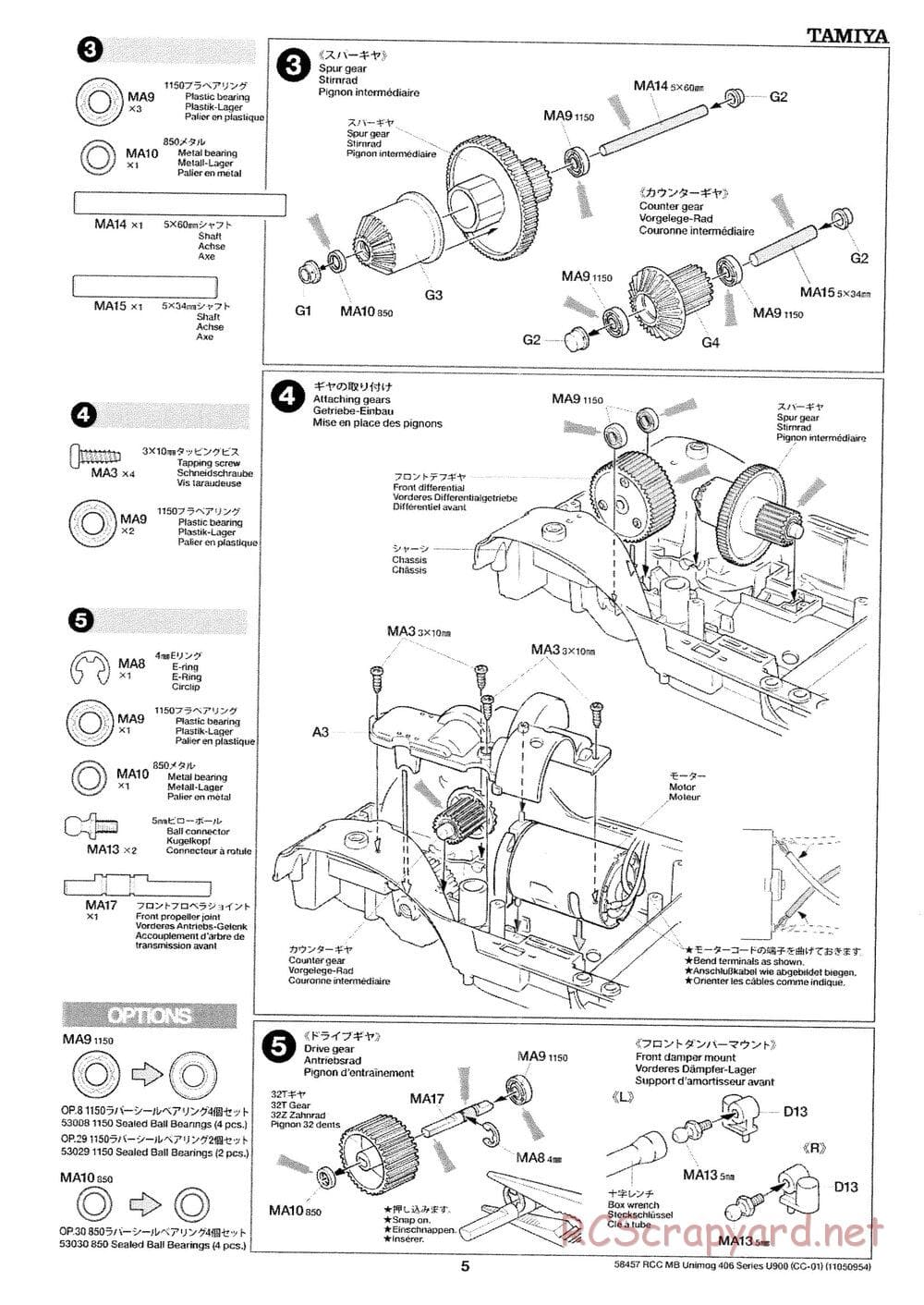 Tamiya - Mercedes-Benz Unimog 406 Series U900 - CC-01 Chassis - Manual - Page 5