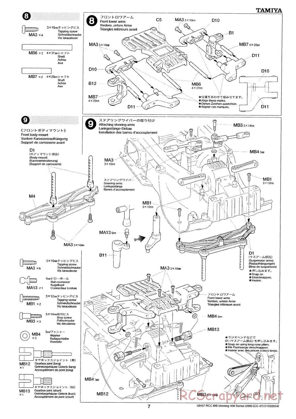 Tamiya - Mercedes-Benz Unimog 406 Series U900 - CC-01 Chassis - Manual - Page 7