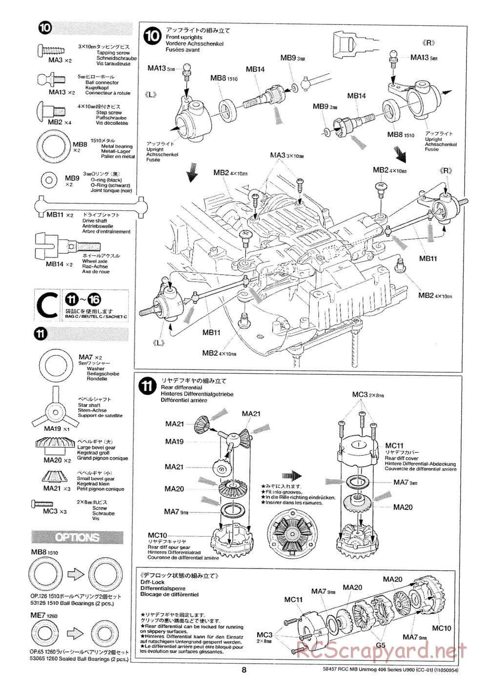 Tamiya - Mercedes-Benz Unimog 406 Series U900 - CC-01 Chassis - Manual - Page 8