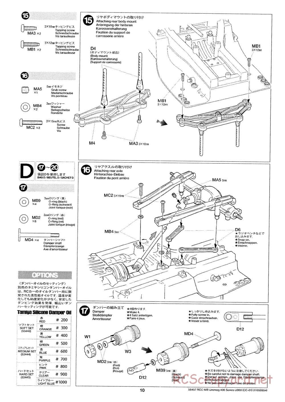 Tamiya - Mercedes-Benz Unimog 406 Series U900 - CC-01 Chassis - Manual - Page 10