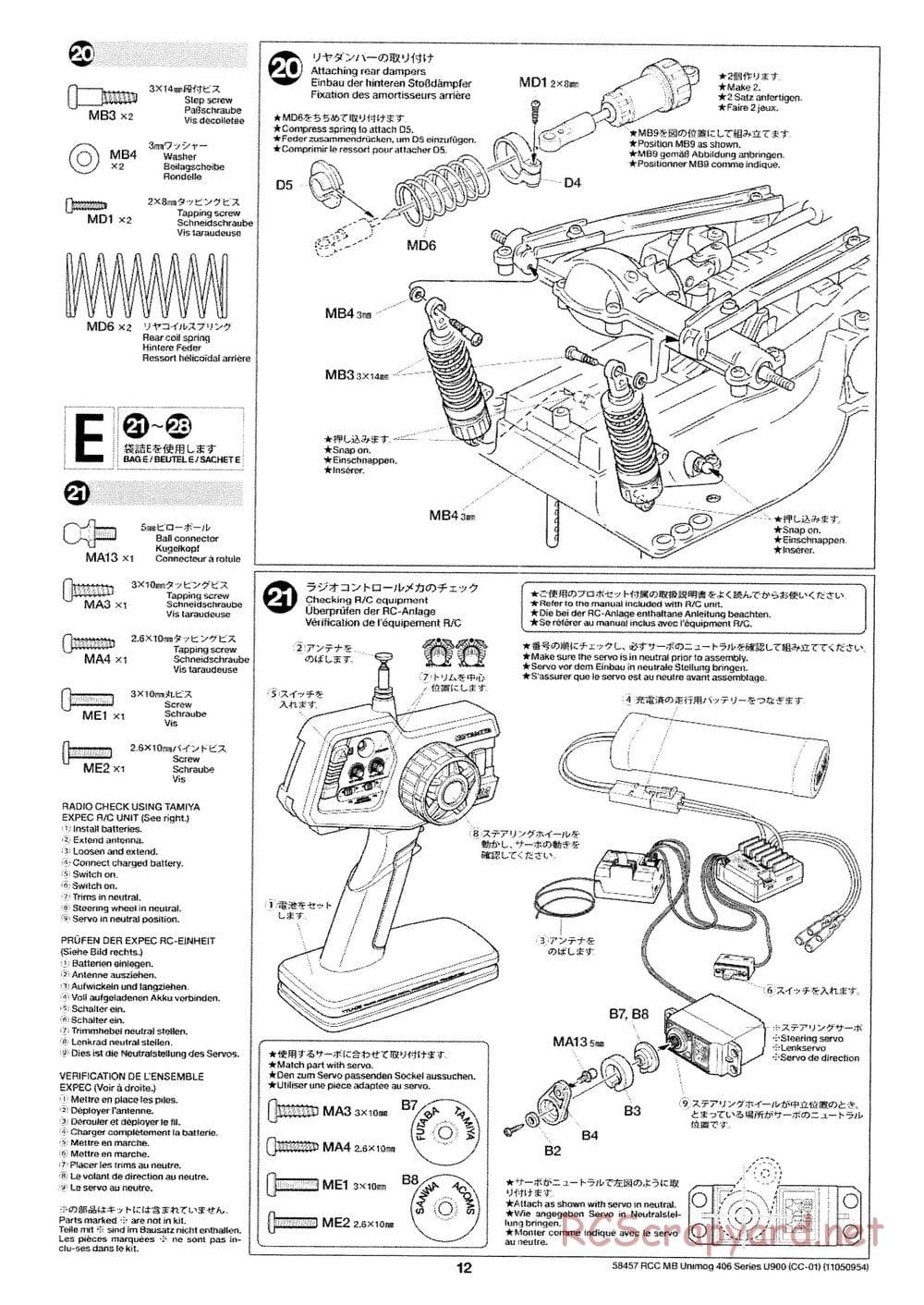 Tamiya - Mercedes-Benz Unimog 406 Series U900 - CC-01 Chassis - Manual - Page 12