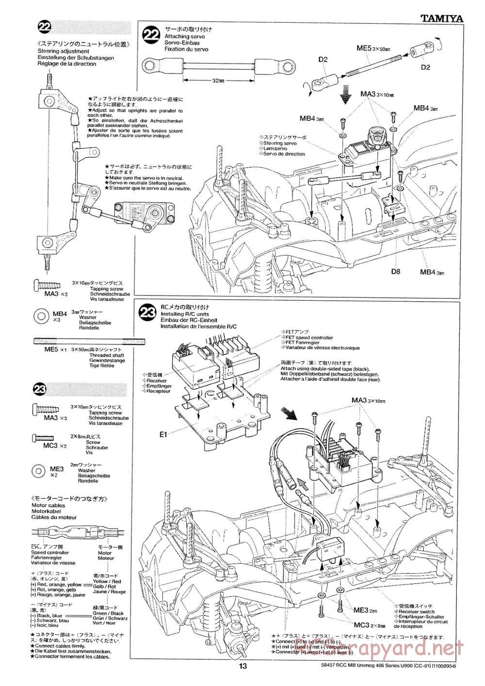 Tamiya - Mercedes-Benz Unimog 406 Series U900 - CC-01 Chassis - Manual - Page 13