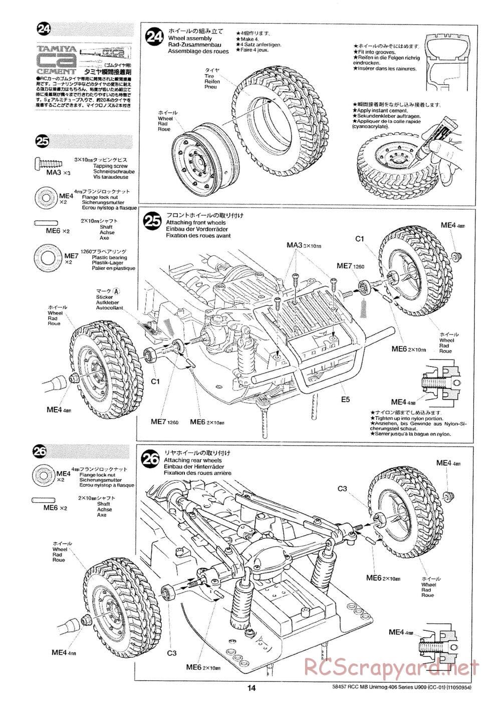 Tamiya - Mercedes-Benz Unimog 406 Series U900 - CC-01 Chassis - Manual - Page 14