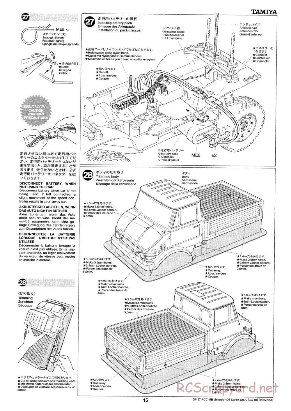 Tamiya - Mercedes-Benz Unimog 406 Series U900 - CC-01 Chassis - Manual - Page 15