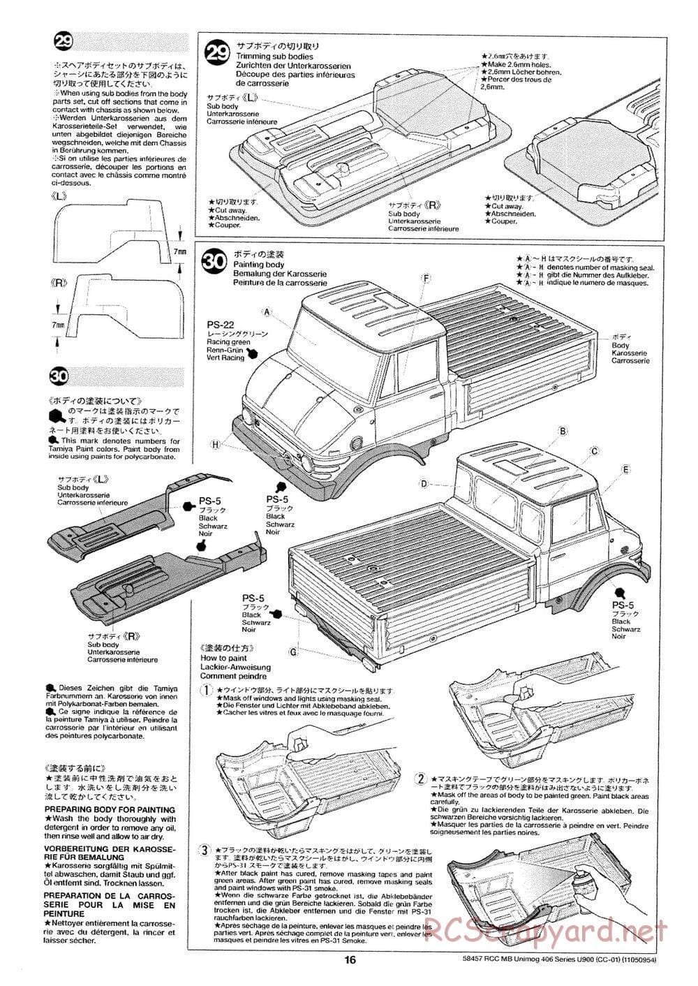 Tamiya - Mercedes-Benz Unimog 406 Series U900 - CC-01 Chassis - Manual - Page 16