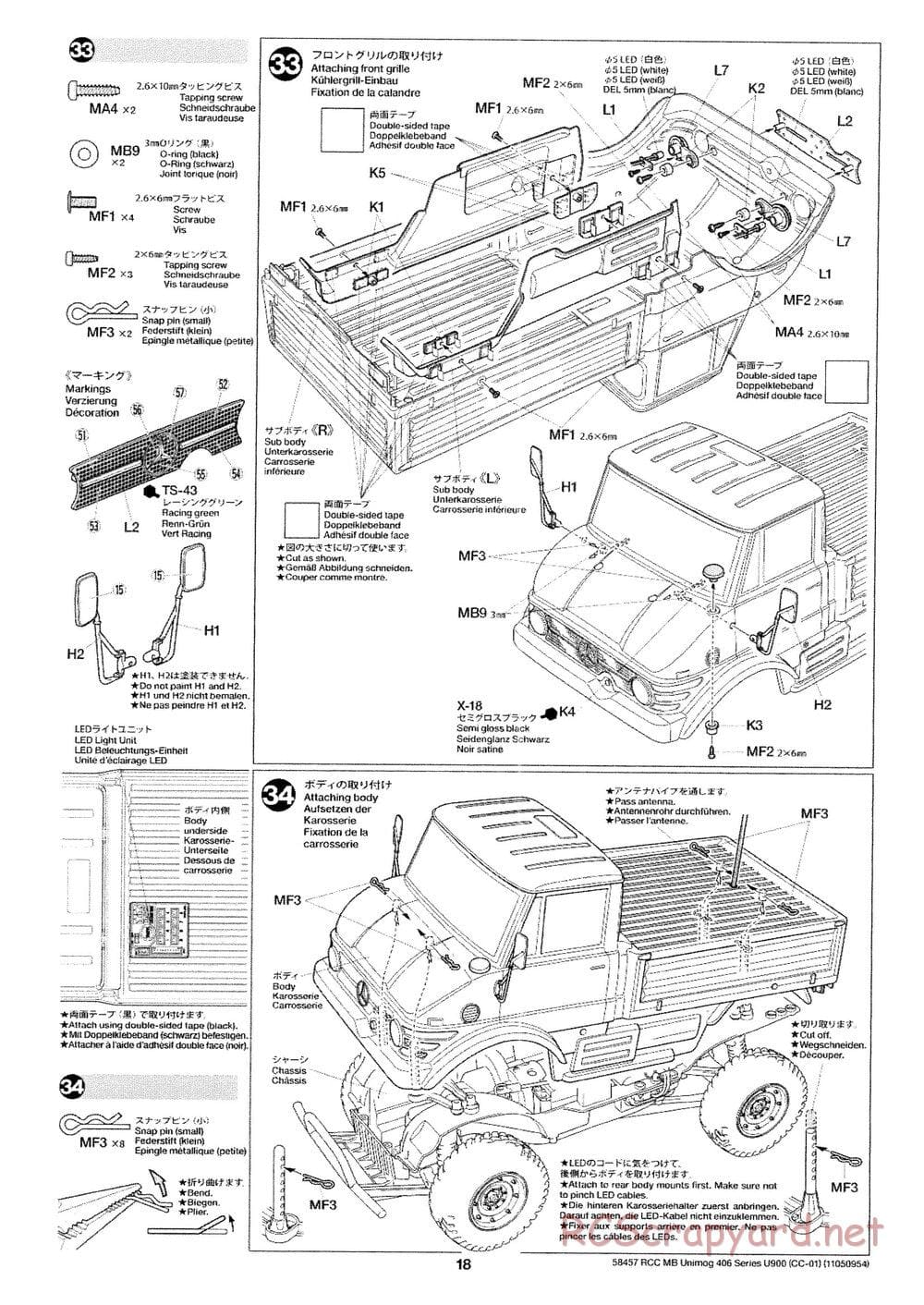 Tamiya - Mercedes-Benz Unimog 406 Series U900 - CC-01 Chassis - Manual - Page 18