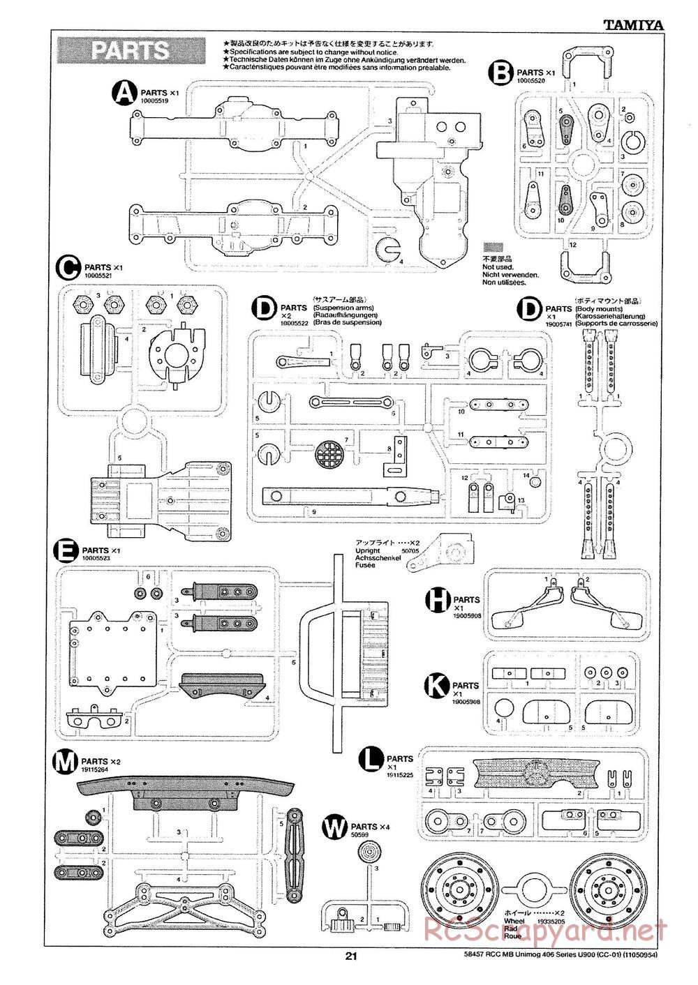 Tamiya - Mercedes-Benz Unimog 406 Series U900 - CC-01 Chassis - Manual - Page 21