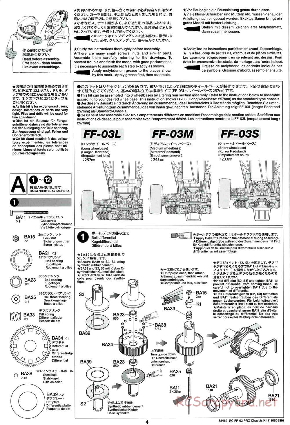 Tamiya - FF-03 Pro Chassis - Manual - Page 4