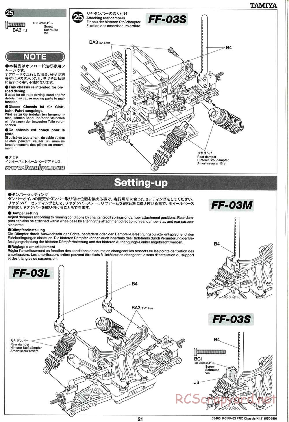 Tamiya - FF-03 Pro Chassis - Manual - Page 21