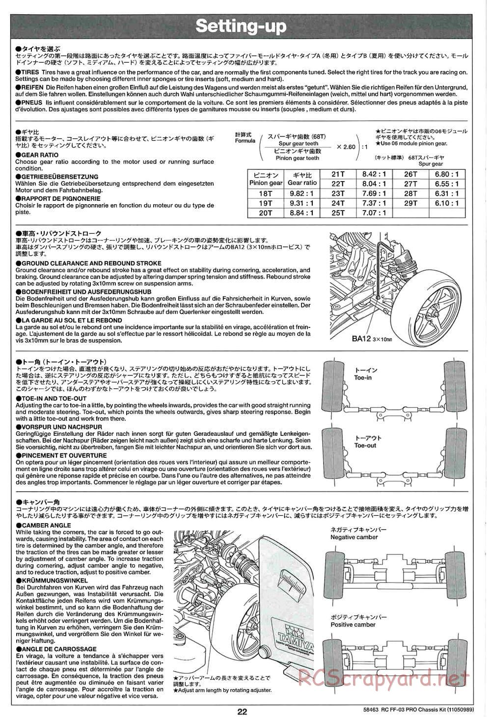 Tamiya - FF-03 Pro Chassis - Manual - Page 22