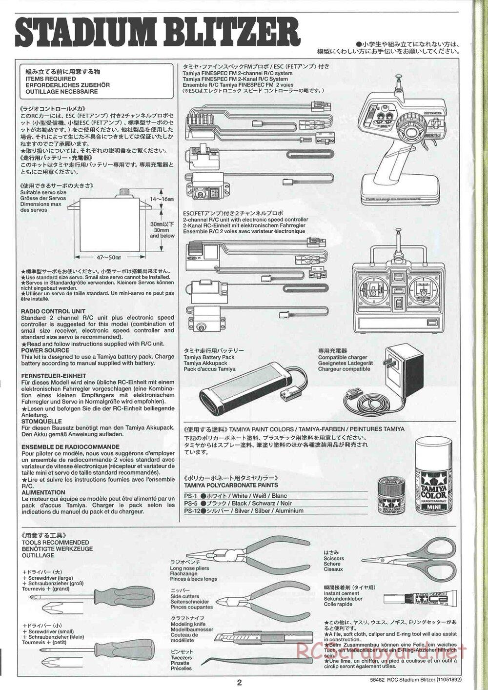 Tamiya - Stadium Blitzer 2010 - FAL Chassis - Manual - Page 2