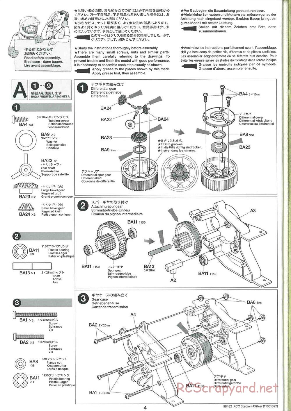 Tamiya - Stadium Blitzer 2010 - FAL Chassis - Manual - Page 4