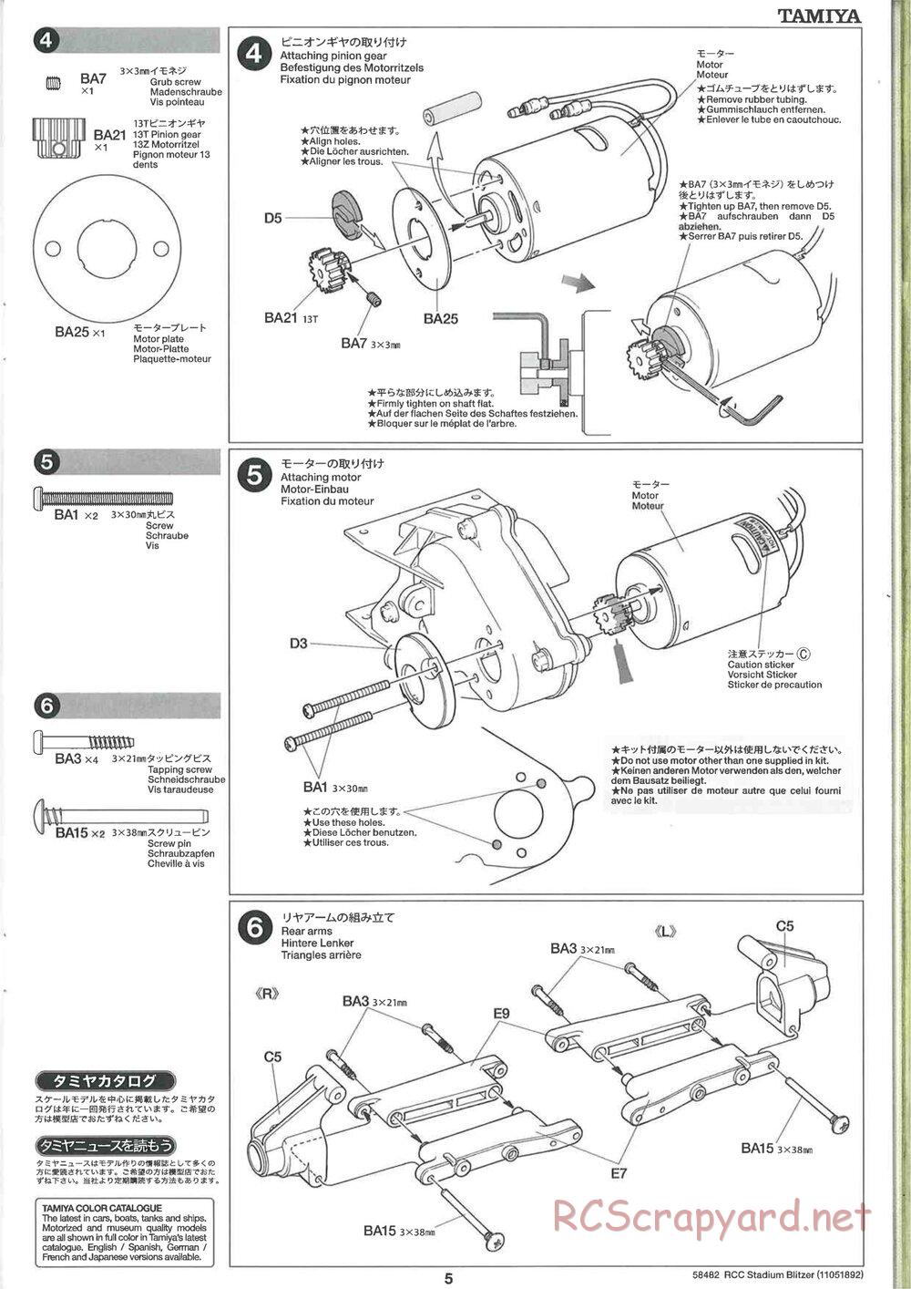 Tamiya - Stadium Blitzer 2010 - FAL Chassis - Manual - Page 5