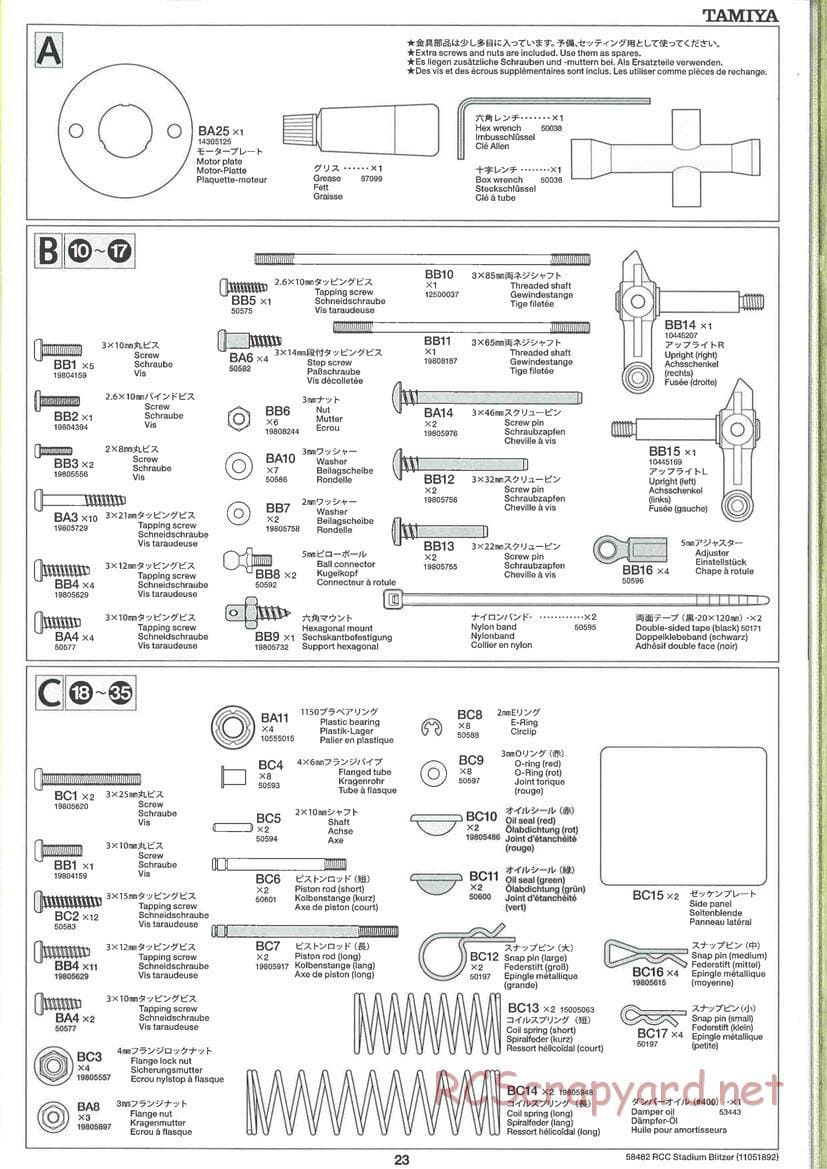 Tamiya - Stadium Blitzer 2010 - FAL Chassis - Manual - Page 23