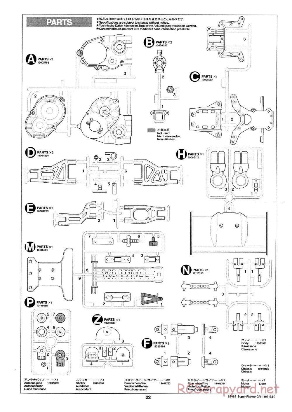 Tamiya - Super Fighter GR - DT-02 Chassis - Manual - Page 22