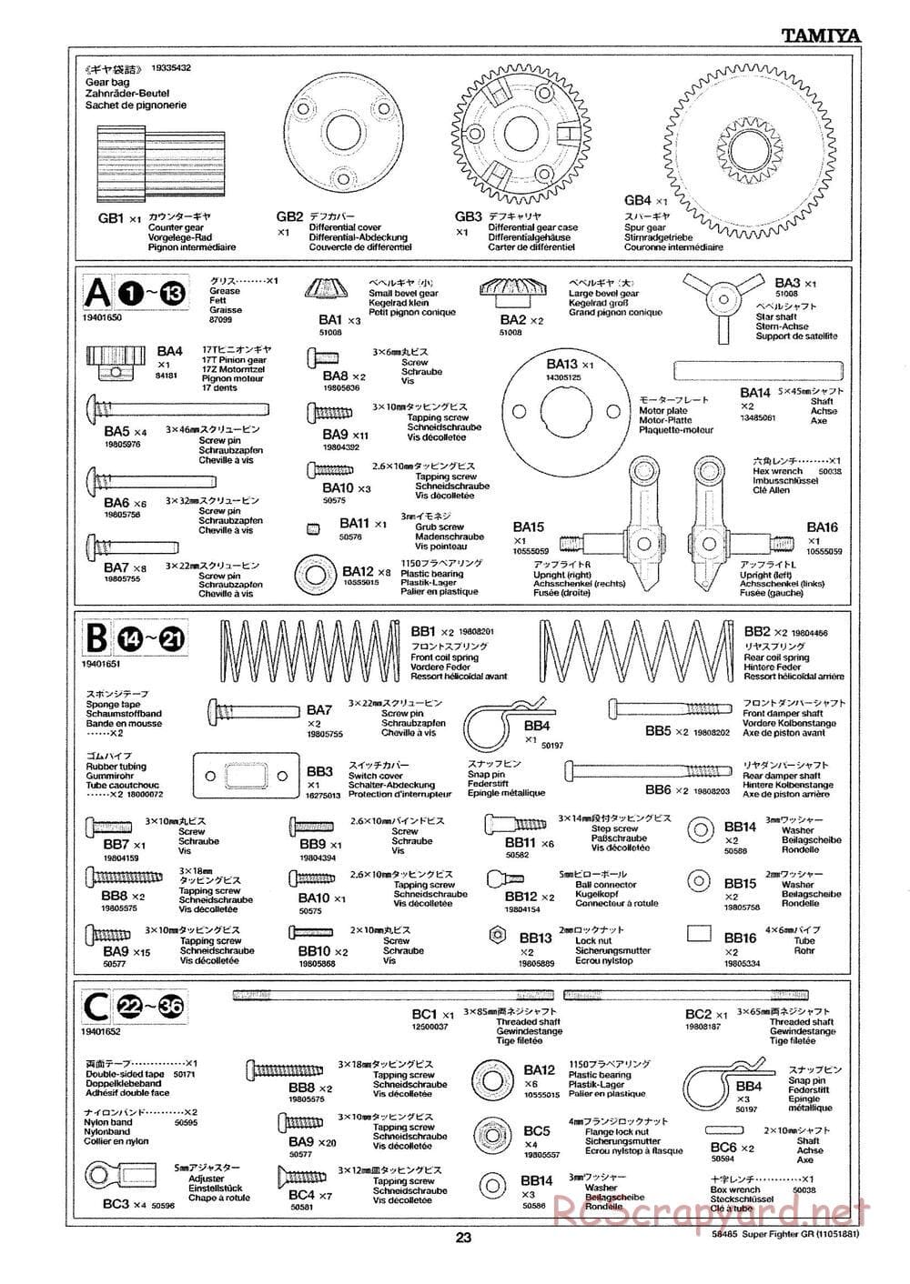 Tamiya - Super Fighter GR - DT-02 Chassis - Manual - Page 23