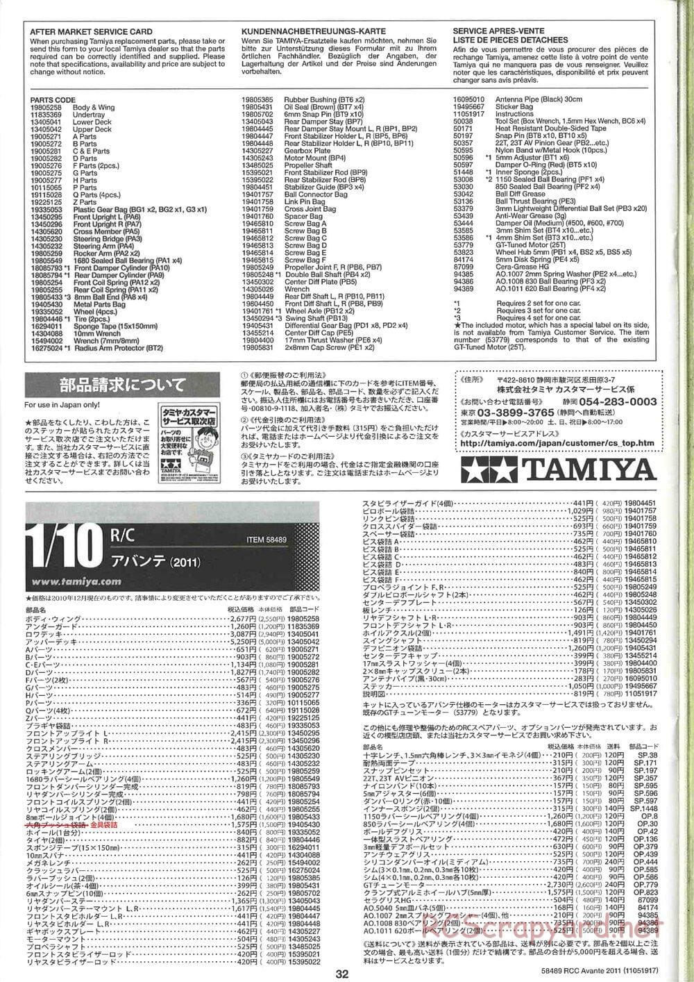 Tamiya - Avante 2011 - AV Chassis - Manual - Page 32