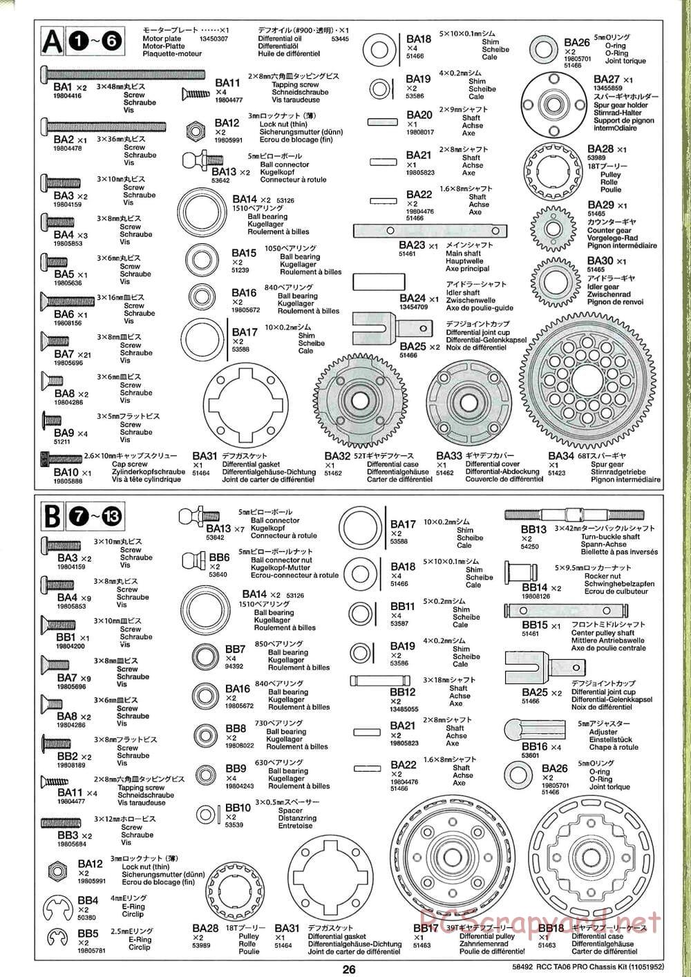Tamiya - TA06 Pro Chassis - Manual - Page 26