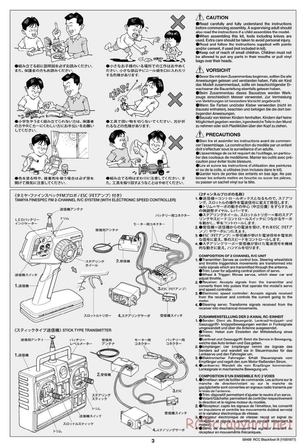 Tamiya - Blackfoot III - WT-01 Chassis - Manual - Page 3