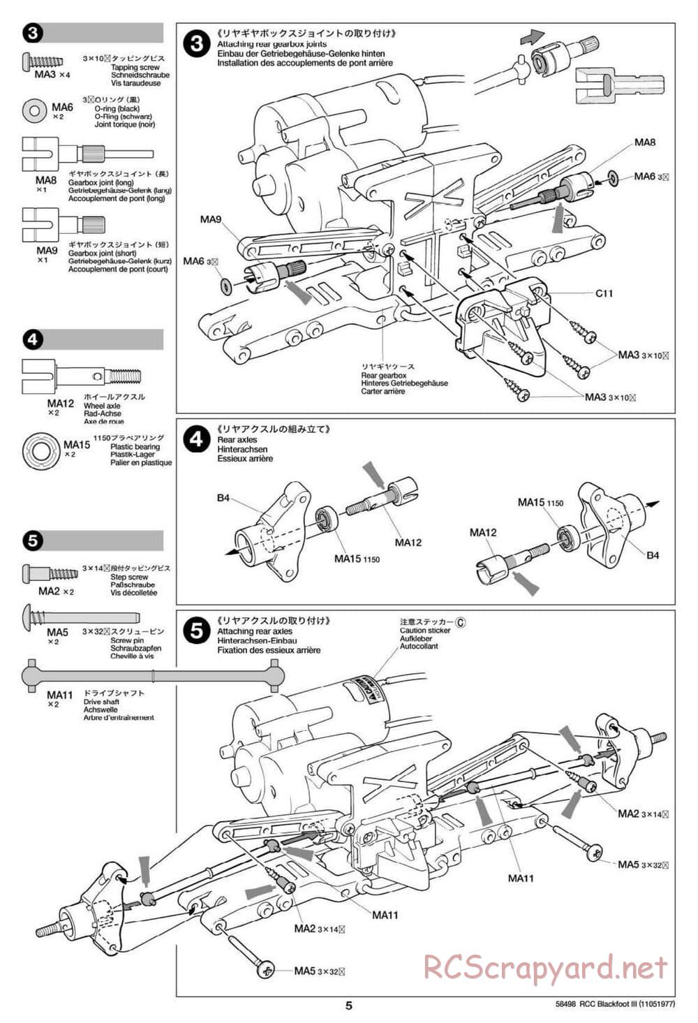 Tamiya - Blackfoot III - WT-01 Chassis - Manual - Page 5