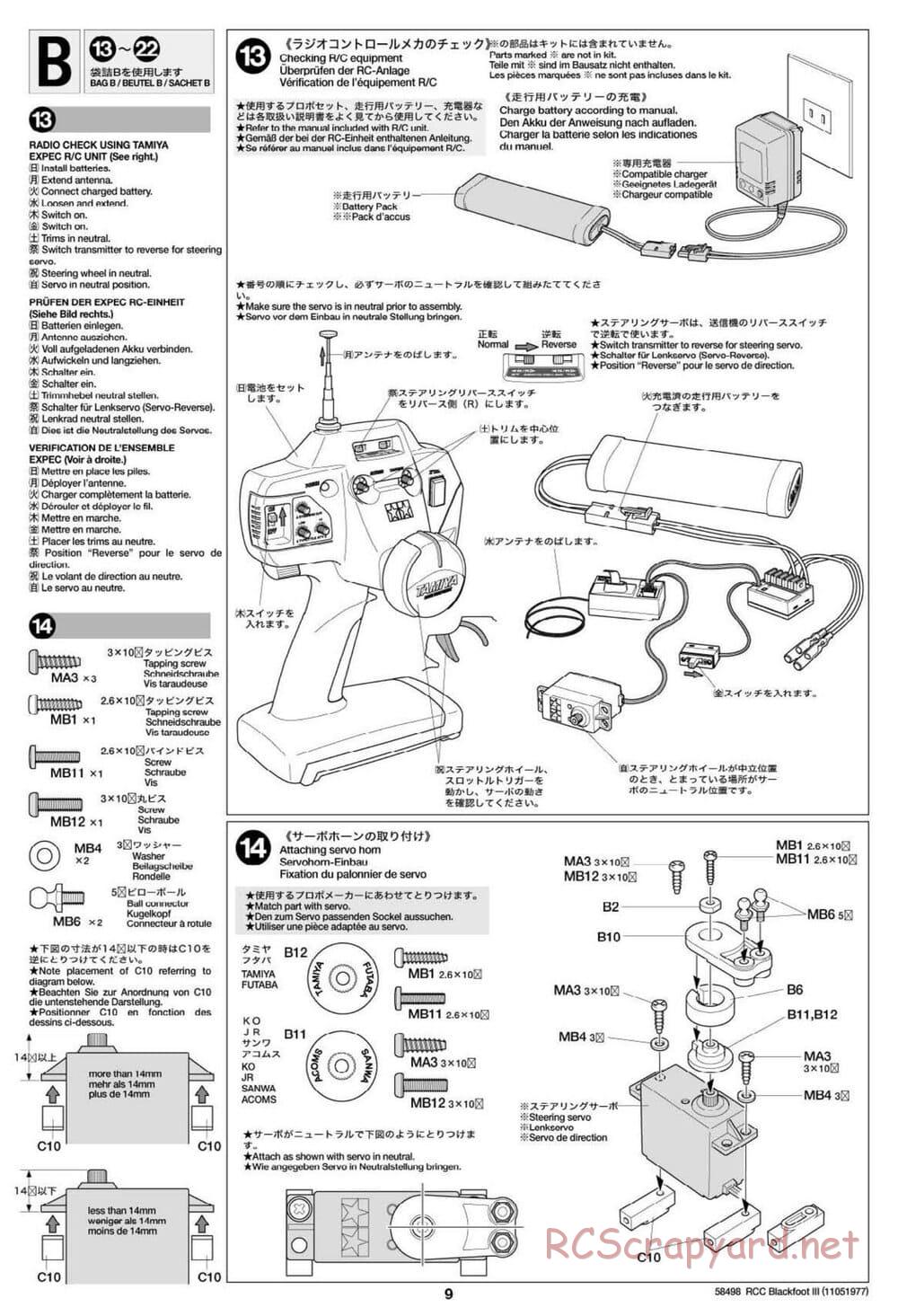 Tamiya - Blackfoot III - WT-01 Chassis - Manual - Page 9