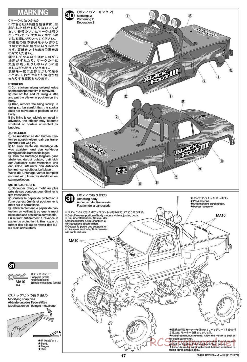 Tamiya - Blackfoot III - WT-01 Chassis - Manual - Page 17