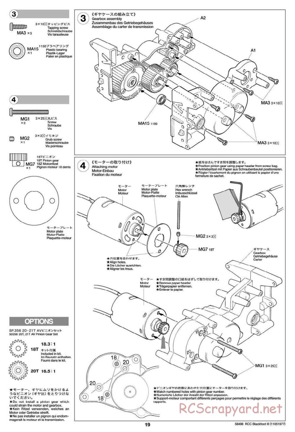 Tamiya - Blackfoot III - WT-01 Chassis - Manual - Page 19