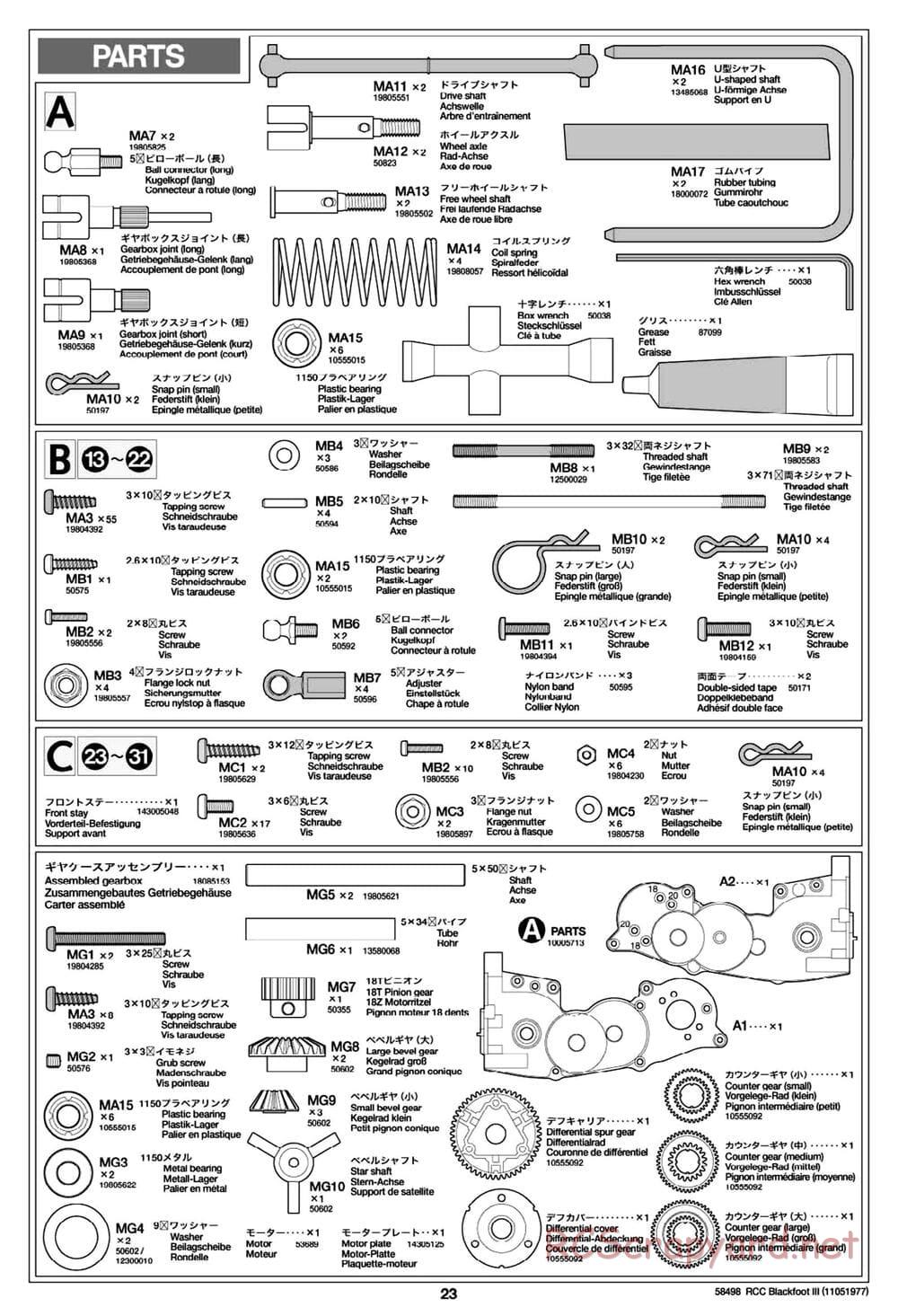 Tamiya - Blackfoot III - WT-01 Chassis - Manual - Page 23