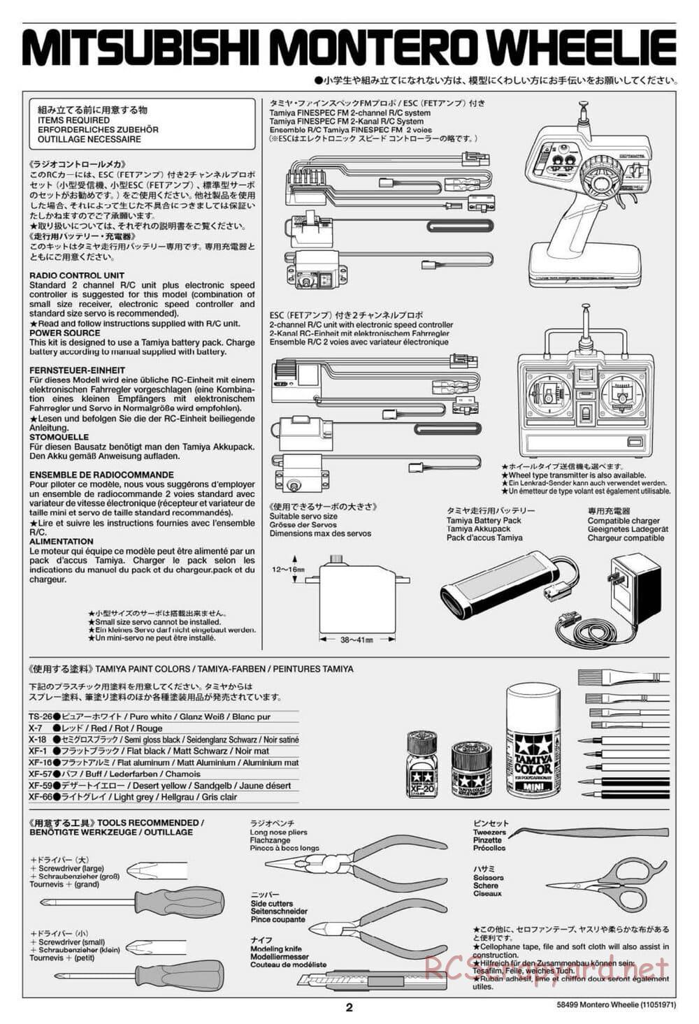Tamiya - Mitsubishi Montero Wheelie - CW-01 Chassis - Manual - Page 2