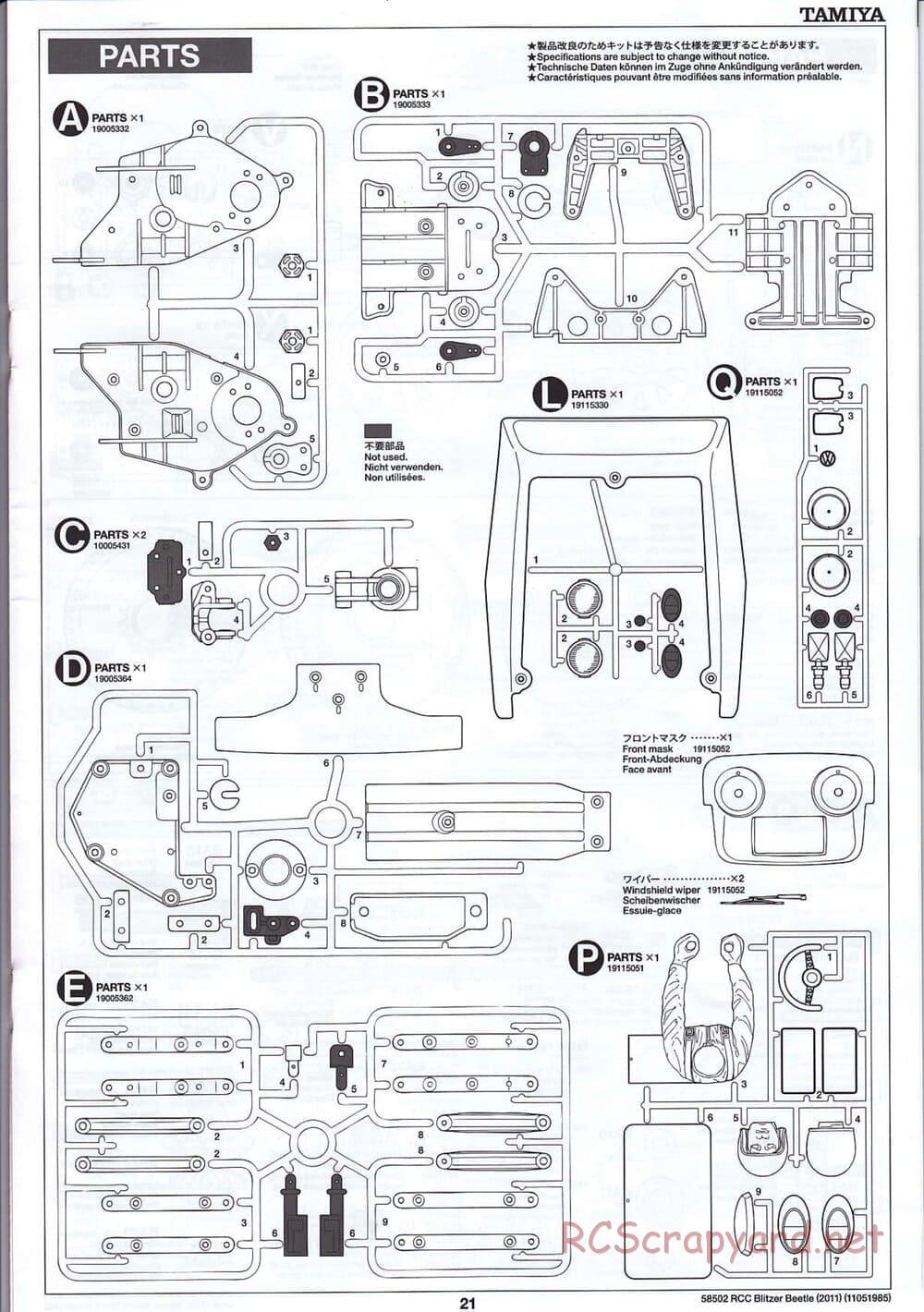 Tamiya - Blitzer Beetle 2011 - FAL Chassis - Manual - Page 21
