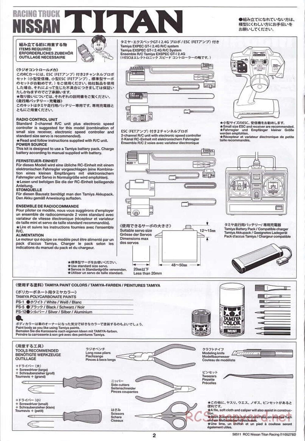 Tamiya - Nissan Titan Chassis - Manual - Page 2