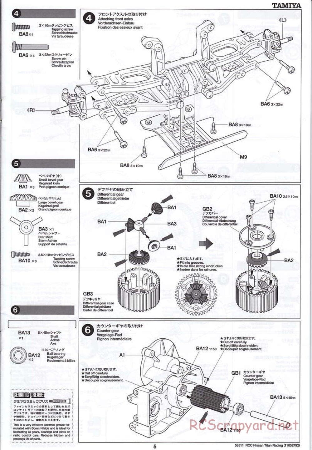 Tamiya - Nissan Titan Chassis - Manual - Page 5